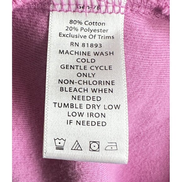 Denim and Company Womens Pink French Terry Sweatshirt Tunic 3/4 Sleeve Medium - Picture 5 of 7